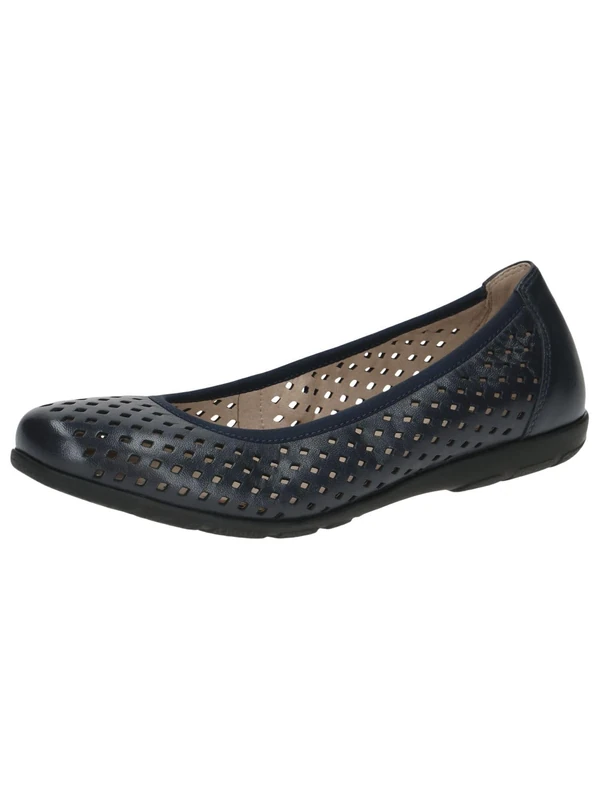 CAPRICE Women Ballet Flats Leather Comfortable, Blue (Ocean Nappa), 3.5 UK