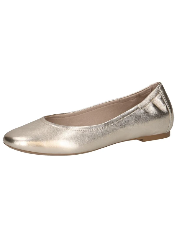CAPRICE Women Ballet Flats Leather Elegant, Gold (Lt.Gold Metal.), 5 UK