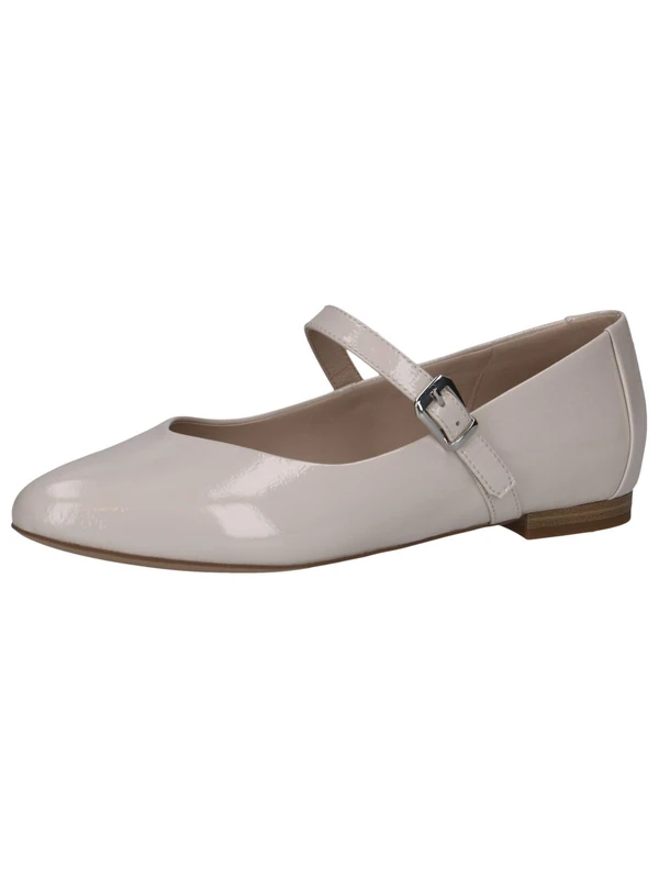 CAPRICE Women Ballet Flats Leather with Velcro Closure, Cream (Snow Naplak), 5 UK