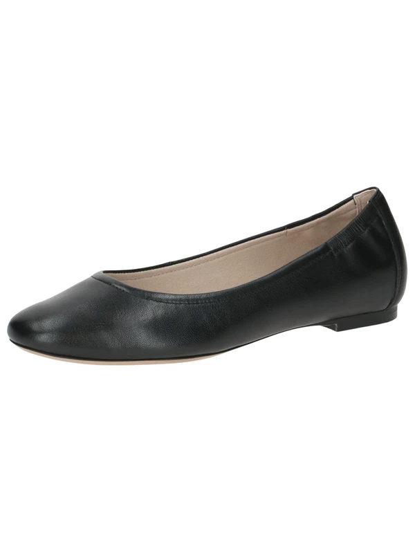 CAPRICE Women Ballet Flats Leather Elegant, Black (Black Nappa), 5 UK