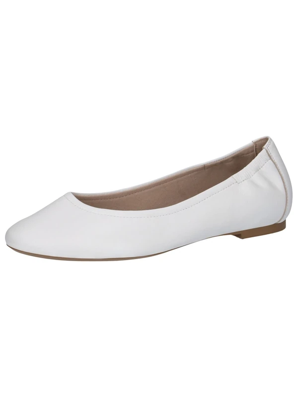 CAPRICE Women Ballet Flats Leather Elegant, White (White Nappa), 4.5 UK