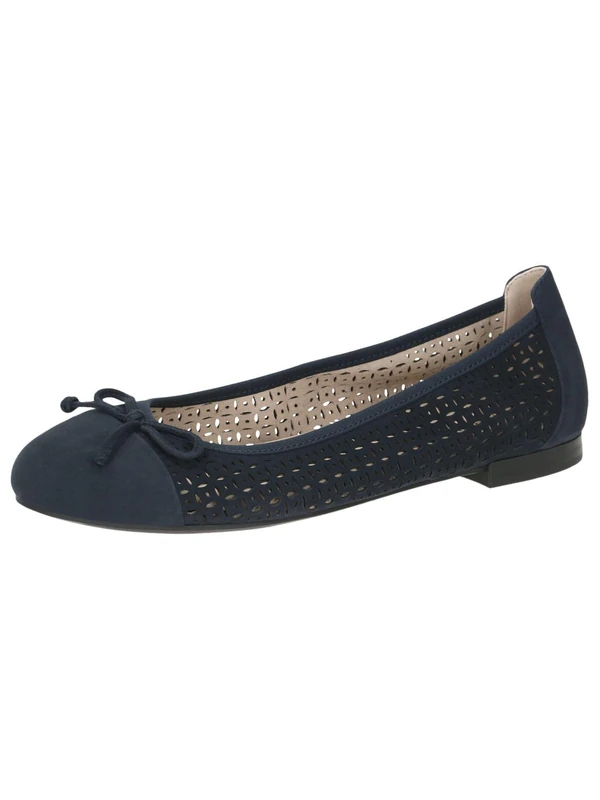 CAPRICE Women Ballet Flats Leather with Perforated Pattern, Blue (Ocean Suede), 4 UK