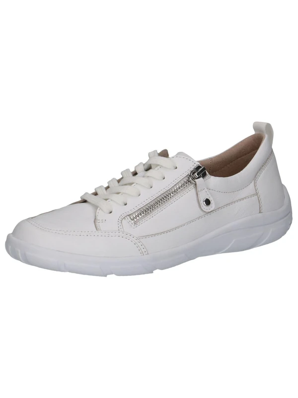 CAPRICE Women's Flat Leather Sneakers Low Top, White (White Nappa), 3.5 UK