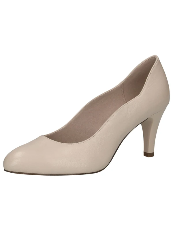 CAPRICE Women Pumps Leather Pointed, Cream (Offwhite Nappa), 5.5 UK