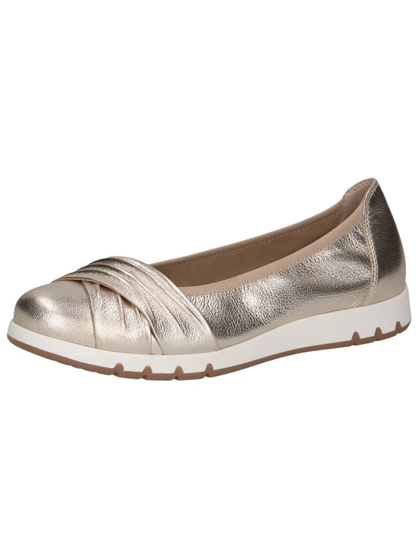 CAPRICE Women's Ballet Flats Flat, Metallic (Platin Metal.), 4 UK