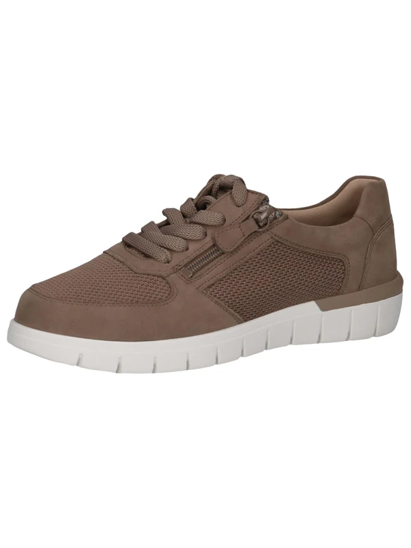 CAPRICE Comfort Women's Flat Sneakers with Zipper Low Top, Brown (Mud Comb), 5 UK
