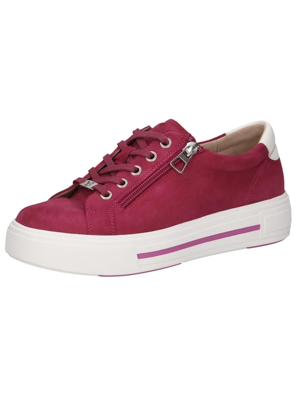 CAPRICE Women's Low-top Leather Sneakers with Zipper, Pink (Pink Suede), 5.5 UK