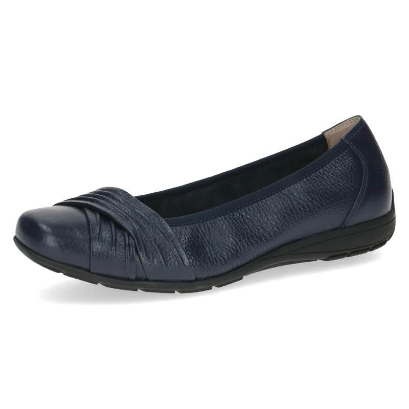 CAPRICE Women Ballet Flats Leather Comfortable, Blue (Ocean Deer), 4 UK