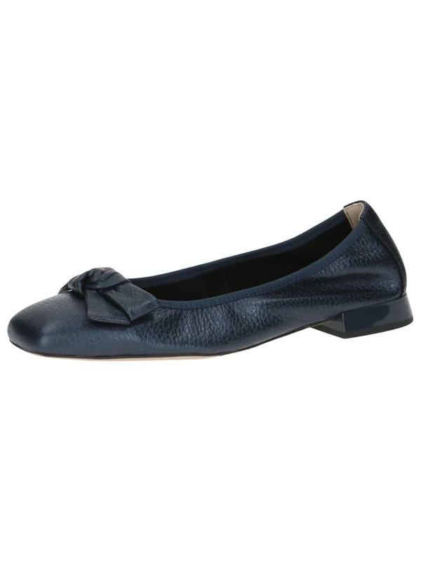 CAPRICE Women Ballet Flats Leather with Block Heel, Blue (Ocean Per.Deer), 6.5 UK