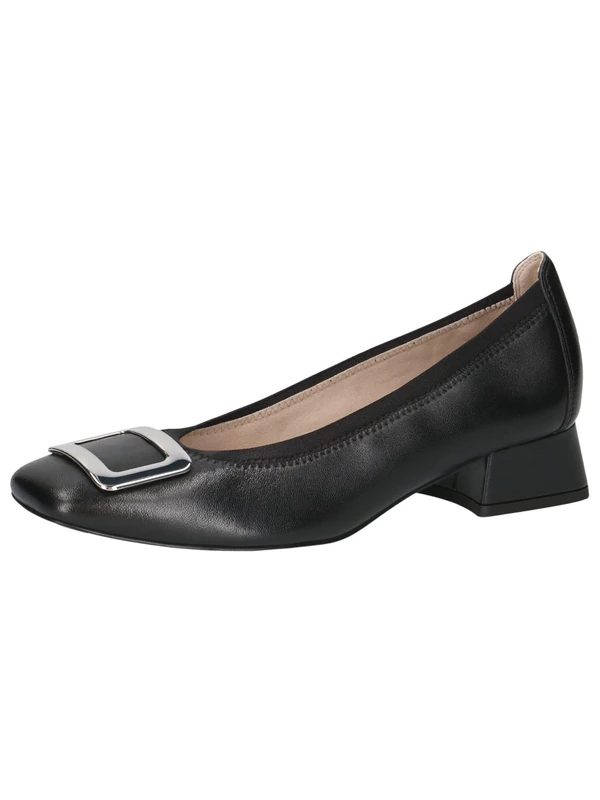 CAPRICE Women Pumps Leather Low Heel, Black (Black Nappa), 5 UK