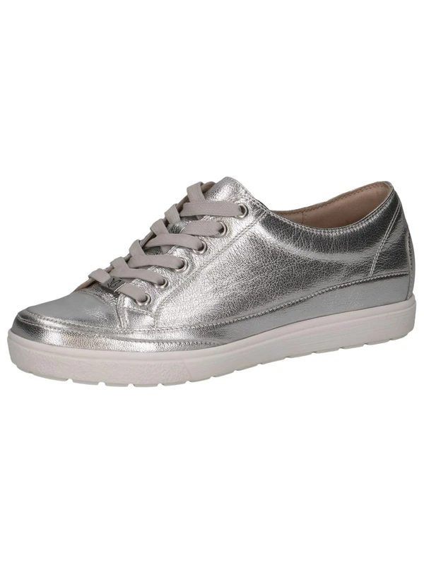CAPRICE Women's Low-top Leather Sneakers with Laces, Silver (Silver Metall.), 6 UK