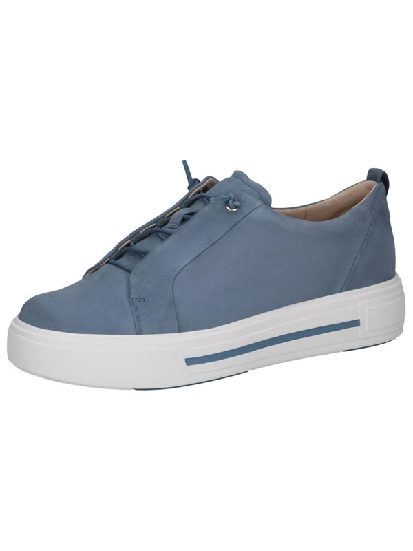 CAPRICE Women's Platform Leather Sneakers Low Top, Blue (Lt.Blue Suede), 7 UK