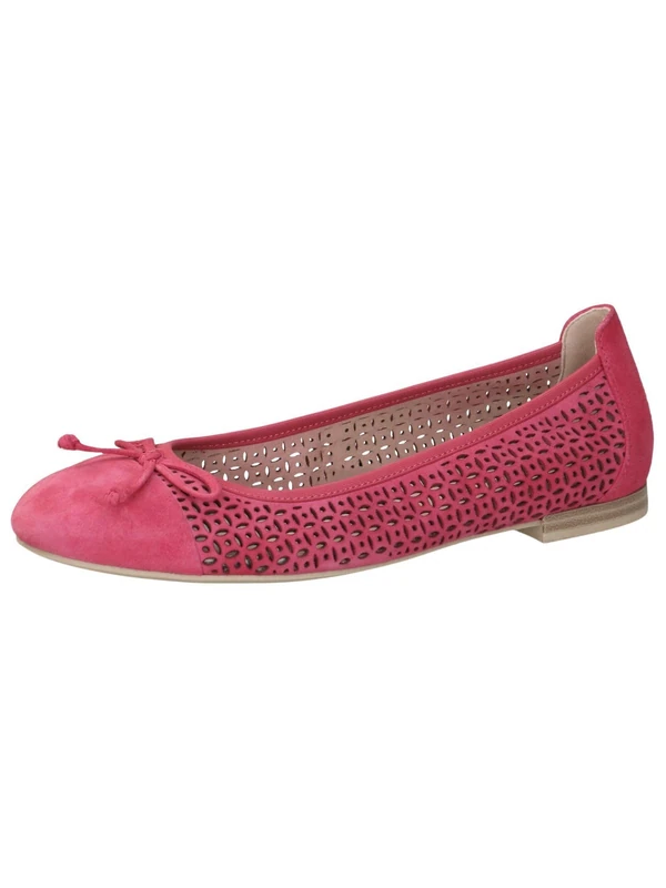 CAPRICE Women Ballet Flats Leather with Perforated Pattern, Pink (Pink Suede), 4 UK