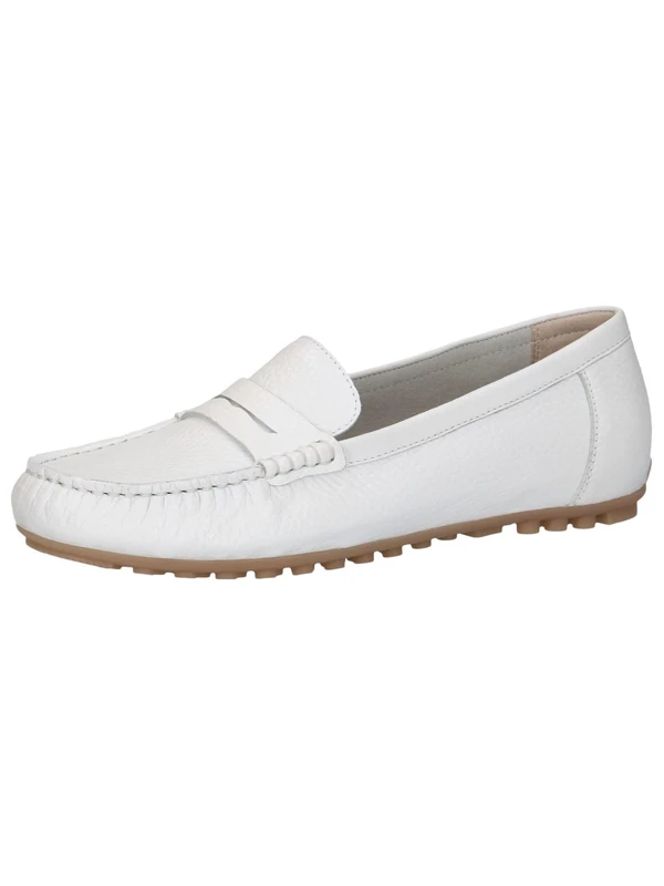 CAPRICE Women's Leather Moccasins Elegant, White (White Deer), 4 UK