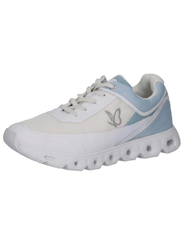 CAPRICE Women Sneakers Flat Sporty Vegan, Blue (White/Lt.Blue), 3.5 UK