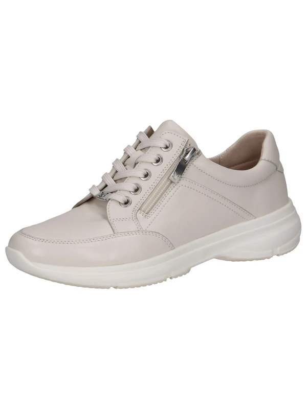 CAPRICE Women's Low-top Leather Sneakers with Zipper, Cream (Offwhite Nappa), 4 UK