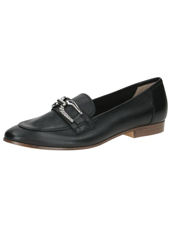 CAPRICE Women's Leather Loafers with Block Heel, Black (Black Nappa), 6 UK