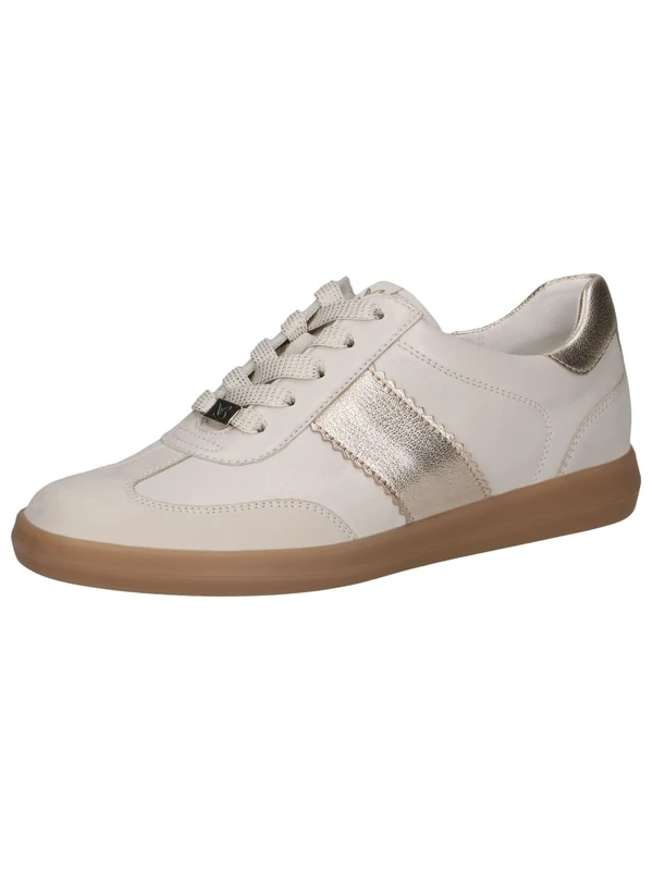 CAPRICE Women's Flat Leather Sneakers Casual, Cream (Snow Comb), 6 UK