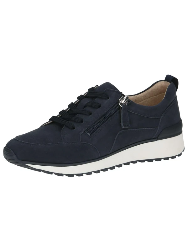 CAPRICE Women's Low-top Leather Sneakers with Zipper, Blue (Ocean Suede), 4 UK