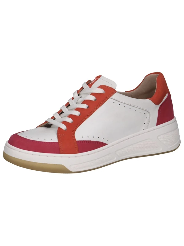CAPRICE Women's Flat Leather Sneakers Low Top, White (White Comb), 6.5 UK