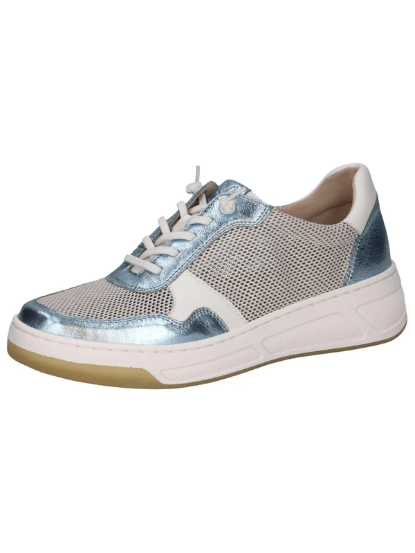 CAPRICE Women's Flat Sneakers with Laces Low Top, Blue (White/Lt.Blue), 5 UK