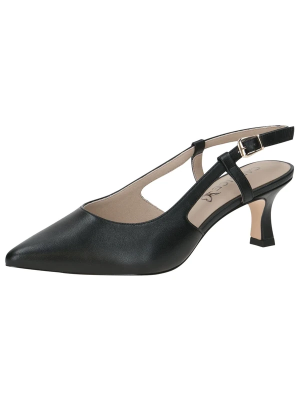 CAPRICE Women Slingback Pumps Leather Pointed, Black (Black Nappa), 3.5 UK