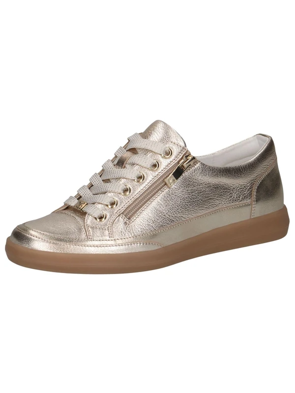 CAPRICE Women's Low-top Leather Sneakers with Zipper, Metallic (Platin Metal.), 6.5 UK