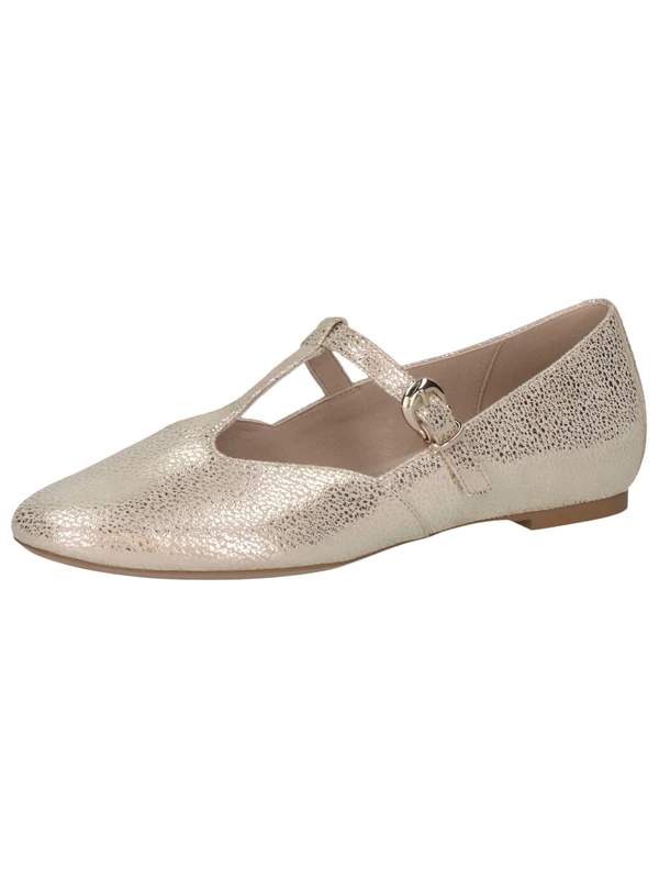 CAPRICE Women's Leather Loafers with Buckle, Gold (Offwh/Lt Gold), 4.5 UK