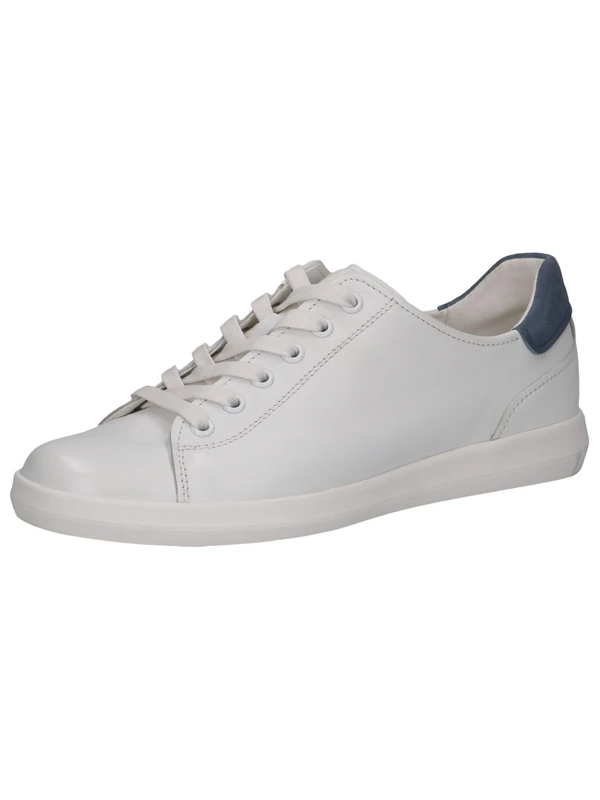 CAPRICE Women's Flat Leather Sneakers Low Top, Blue (White/Lt.Blue), 6 UK