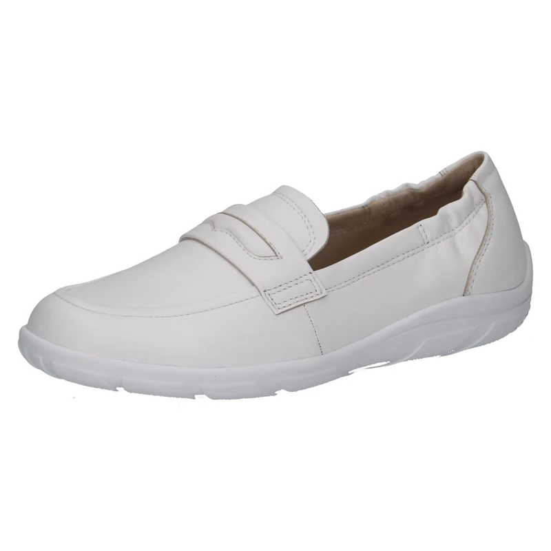 CAPRICE Women's Leather Loafers Comfortable, White (White Nappa), 6.5 UK