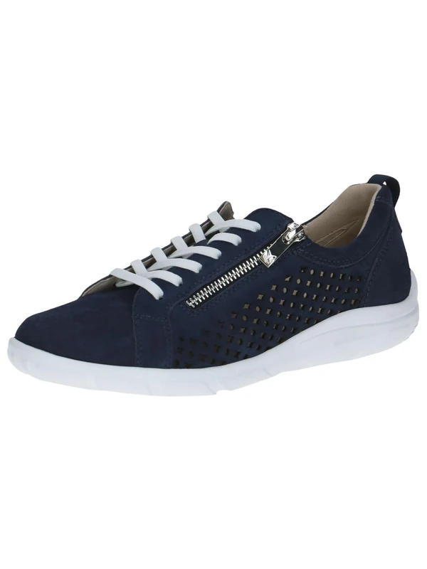 CAPRICE Women's Flat Sneakers with Perforated Design Low Top, Blue (Ocean Suede), 7.5 UK - Image 1