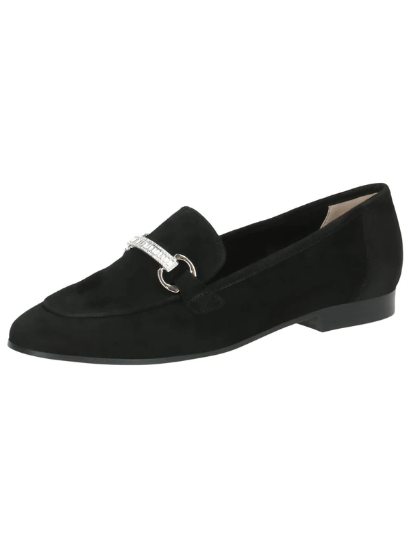 CAPRICE Women's Leather Loafers Elegant, Black (Black Suede), 7 UK
