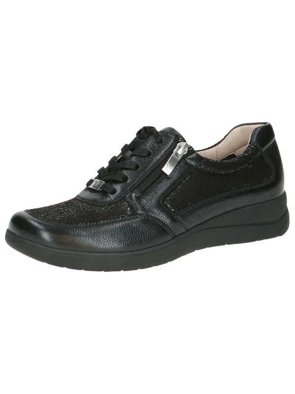 CAPRICE Comfort Women's Flat Sneakers with Zipper Low Top, Black (Black Comb), 6.5 UK - Image 1