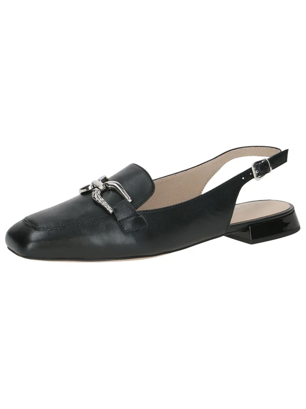 CAPRICE Women Slingback Loafers Leather Elegant, Black (Black Nappa), 5 UK