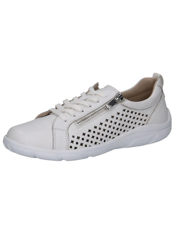 CAPRICE Women's Flat Sneakers with Perforated Design Low Top, White (White Nappa), 6 UK