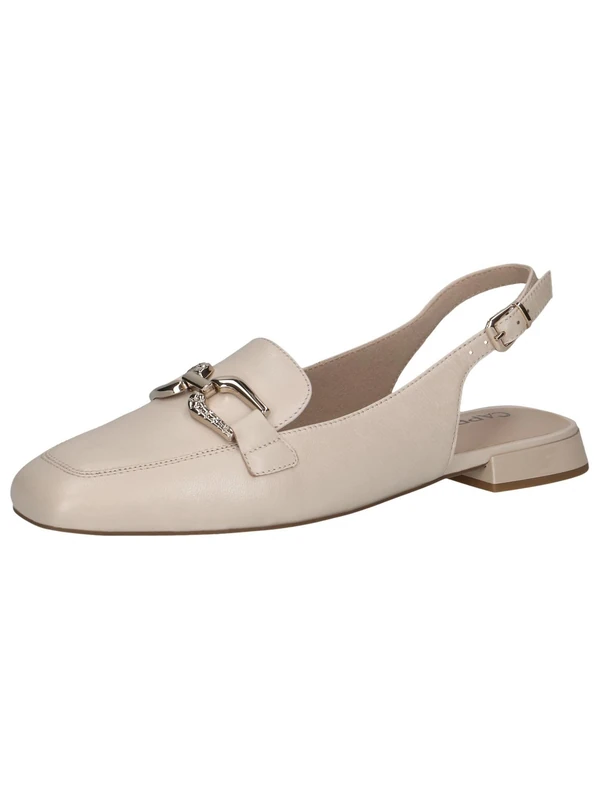 CAPRICE Women Slingback Loafers Leather Elegant, Cream (Cream Perlato), 6.5 UK