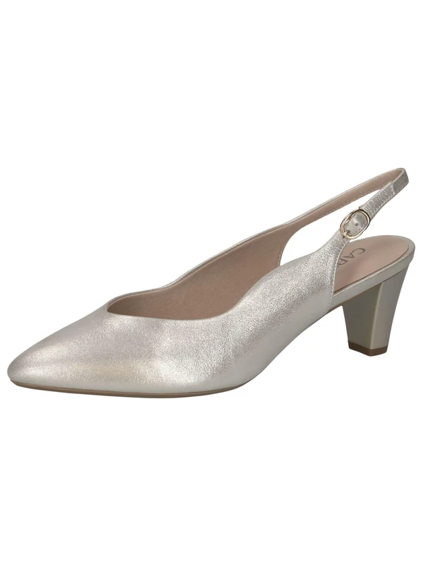 CAPRICE Women Slingback Pumps Leather Pointed, Gold (Champagne), 4 UK