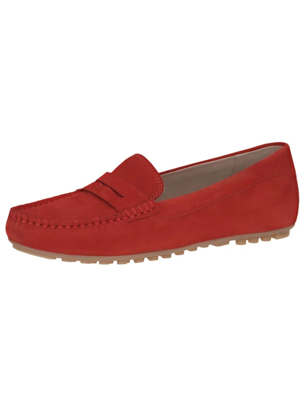 CAPRICE Women's Leather Moccasins Elegant, Red (Red Suede), 4 UK