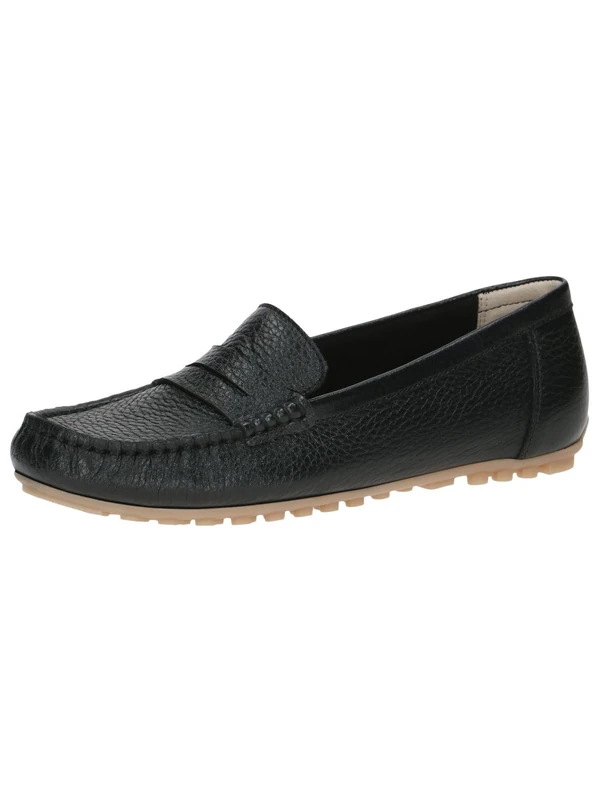 CAPRICE Women's Leather Moccasins Elegant, Black (Black Deer), 3.5 UK