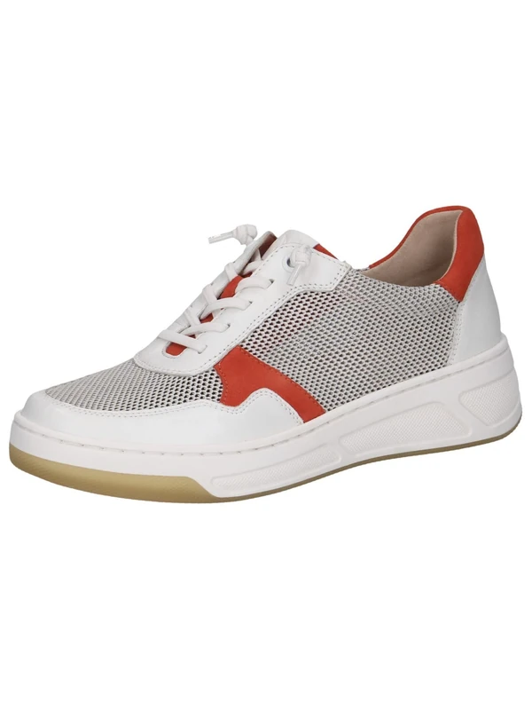 CAPRICE Women's Flat Sneakers with Laces Low Top, White (White Comb), 5 UK