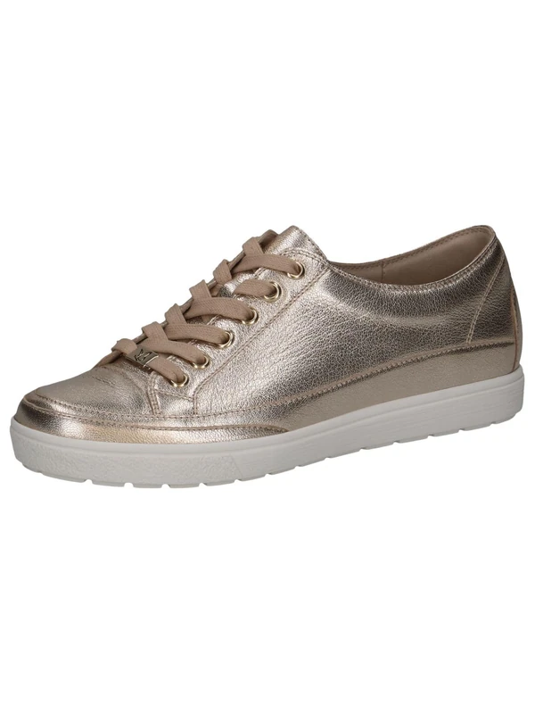 CAPRICE Women's Low-top Leather Sneakers with Laces, Metallic (Platin Metal.), 5 UK