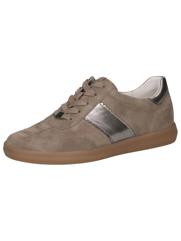 CAPRICE Women's Flat Leather Sneakers Casual, Brown (Mud Comb), 4.5 UK
