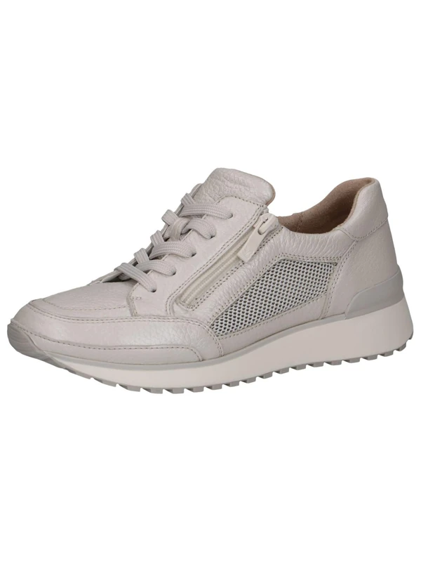 CAPRICE Women's Flat Sneakers with Zipper Sporty, Beige (Pearl Nappa), 4 UK