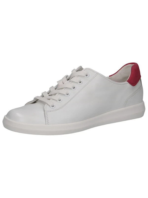 CAPRICE Women's Flat Leather Sneakers Low Top, White (White/Pink), 4 UK