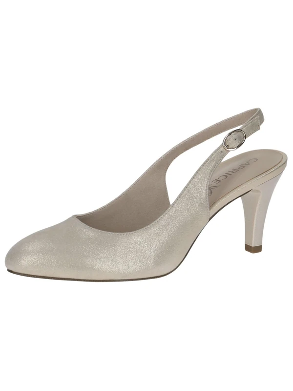 CAPRICE Women Slingback Pumps Leather Elegant, Gold (Lt.Gold Metal.), 3.5 UK