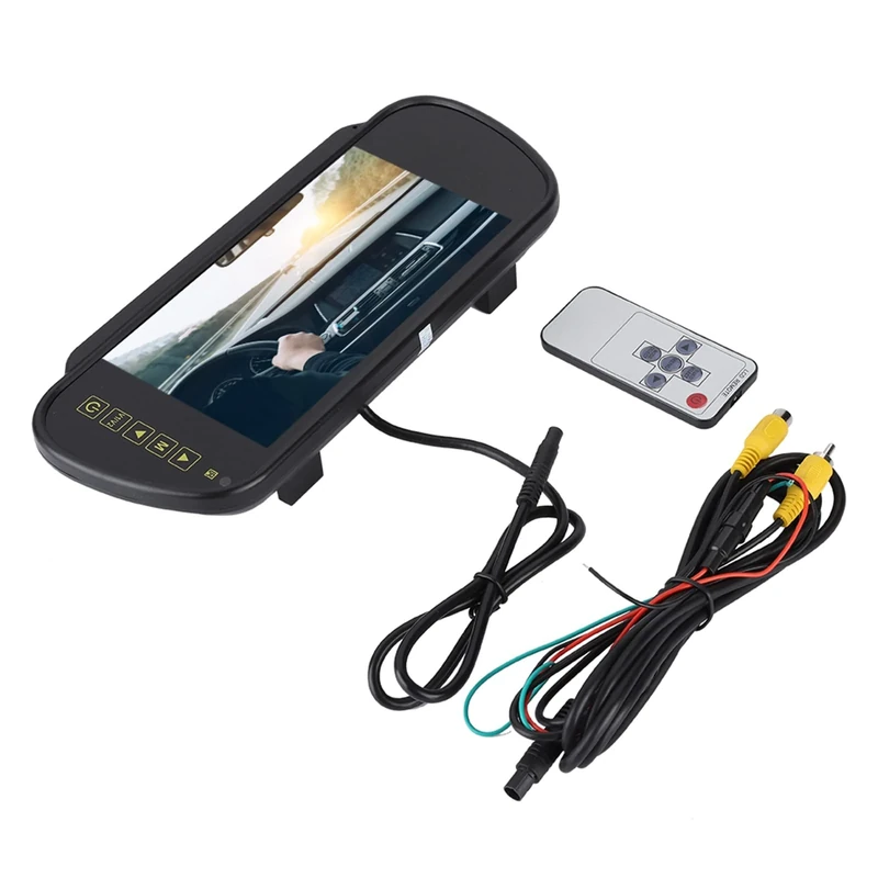 7 Inch Rear View Monitor Mirror for Car, LCD Display Backup Camera Screen with Wide Voltage & Auto Reversing for Trucks Vehicles