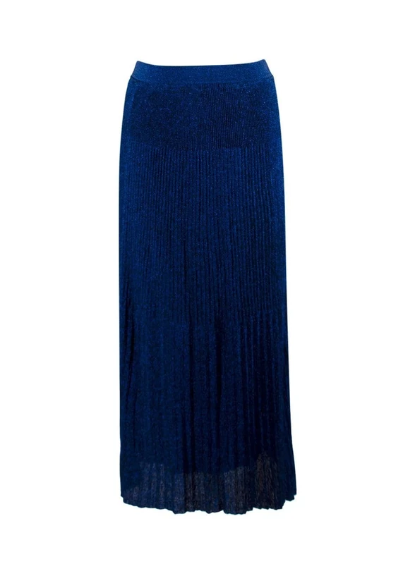 Missoni Pre-Loved Metallic Blue Pleated Midi Skirt