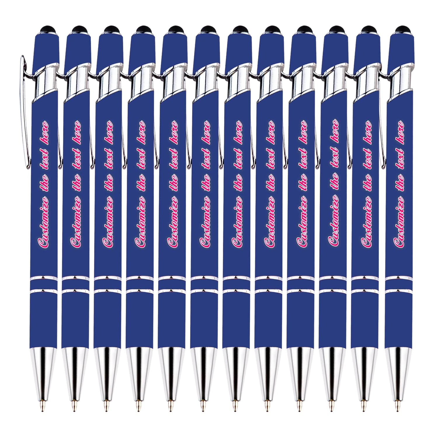 Personalized Multi-Function Ballpoint Pens, Compatible with Most Touchscreen Devices, Personalized Blue Ballpoint Pen, Visually Attractive, Custom Ballpoint Pen with Company Name, Logo and Url, 252PCS
