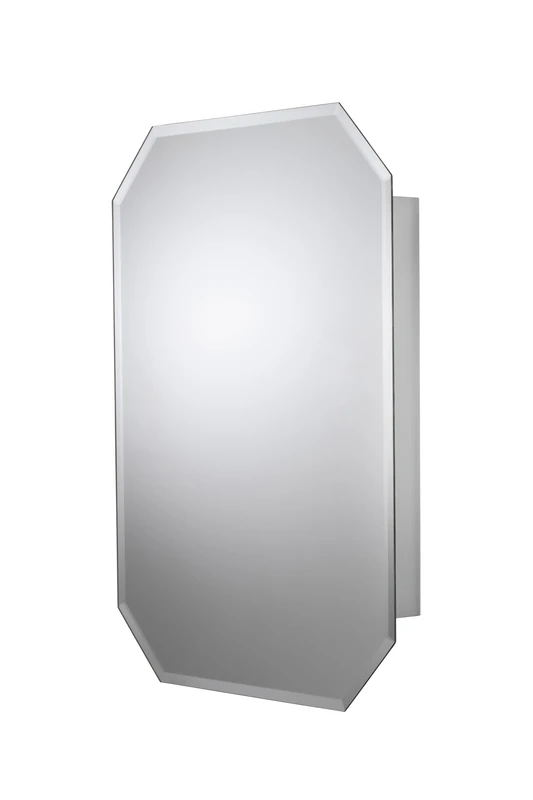Croydex Lozenge Bevelled Edge Bathroom Wall Cabinet - Polished Stainless Steel Medicine Cabinet with Octagonal Mirrored Door and Magnetic Catch (60x45cm)