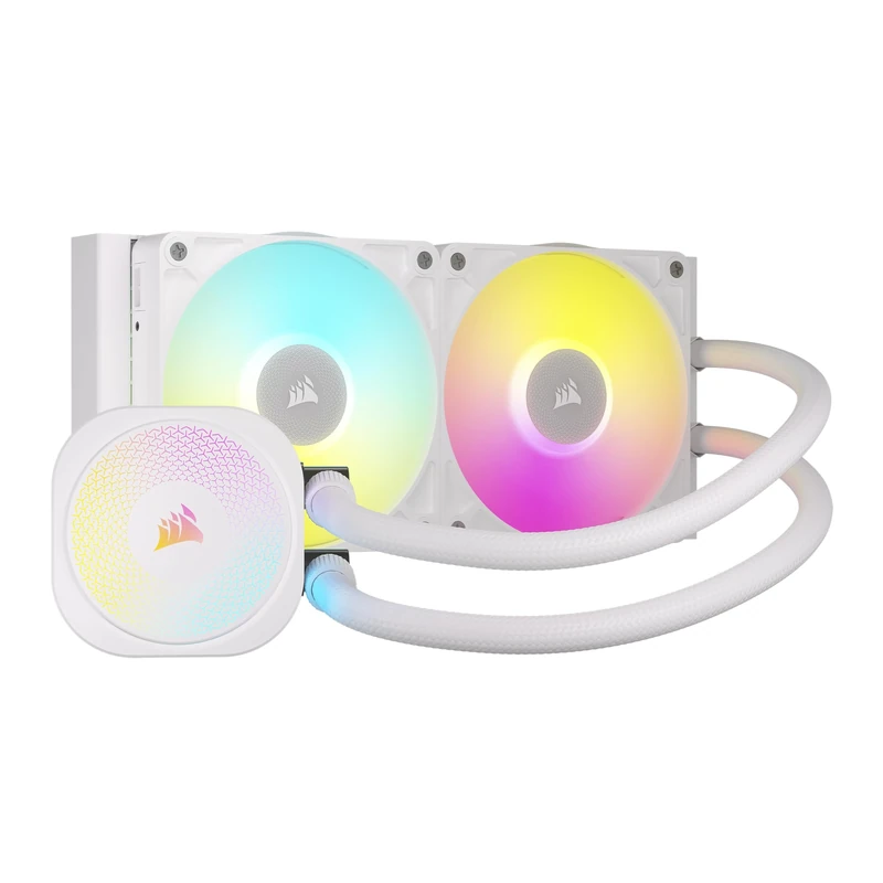 Corsair iCUE LINK TITAN 240 RX RGB Liquid CPU Cooler – 240mm AIO – 2x RX120 RGB Fans Included – Fits Intel LGA 1851/1700, AMD AM5/AM4 – iCUE LINK System Hub Included – White